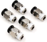 Push to Connect Tube Fitting PC 1/4" Tube Od x 1/8" NPT Thread Quick Connect Air Fittings Pneumatic Connector Straight Push Lock Air Hose Fittings 5Packs