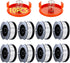 10 Pack Weed Eater String Compatible with Black+Decker, AF-100 0.065" Weed Wacker String Refill 240ft Automatic Feed String Trimmer Replacement Spool Line for Black&Decker(8 Spool+2 Cap+2 Spring)