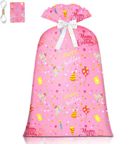 Extra Large Gift Bag Girl Birthday Jumbo Gift Bag, Bday Pink Giant Plastic Oversized Gift Bag Huge Gift Wrap Bag Birthday Bag Wrapping Bag for Large Gift(48inch 1Pack)
