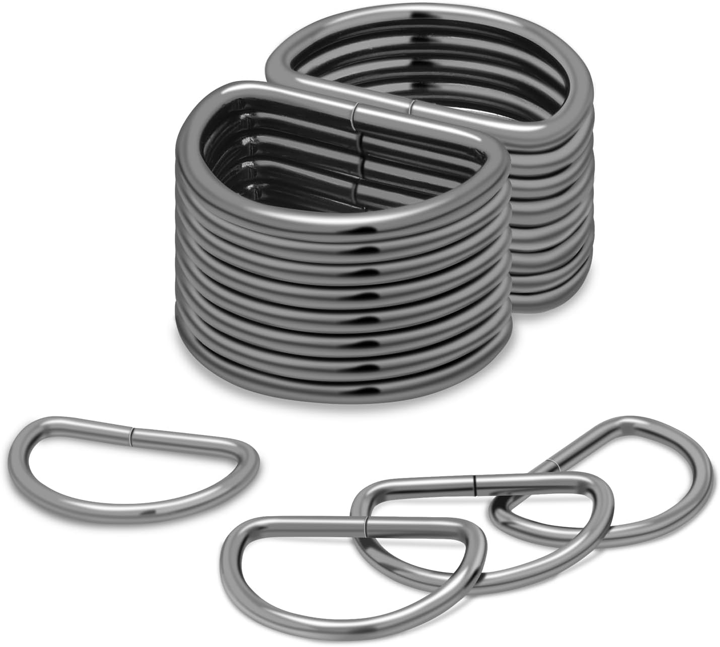 100 Pack 1" Metal D Ring for Purse Making Aprons Belts, Dee Rings Metal Buckle for Canvas Bags Webbing Leather Straps Wallets Crafts Pet Collar Backpack Hardware GunBlack