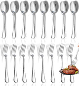 12 Pcs Spoons and Forks Set, Top Food Grade Stainless Steel Forks and Spoons Silverware Set,Forks and Spoons Cutlery Set, Mirror Finish & Dishwasher Safe