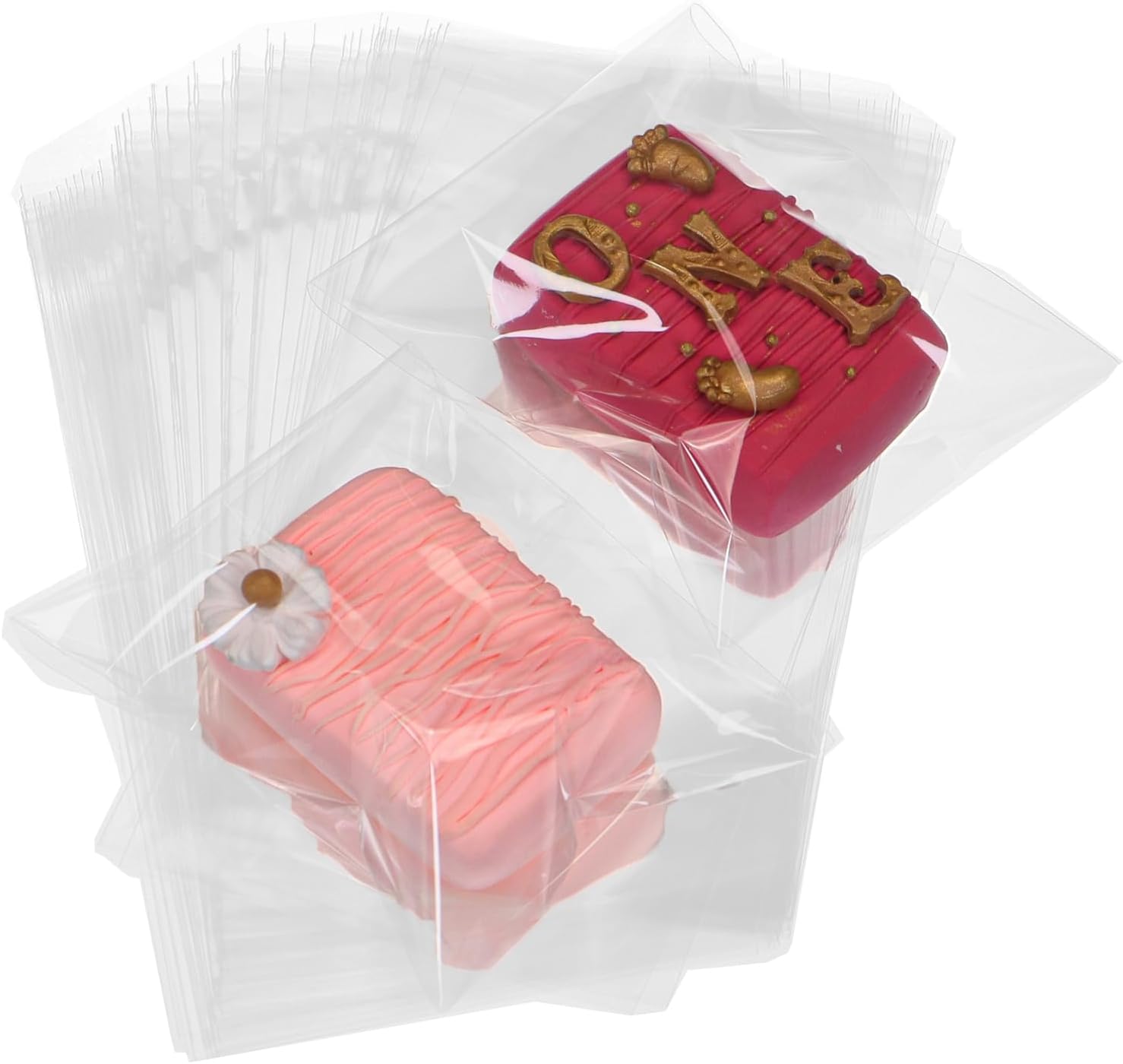 100Pcs 4 x 6 Inch Clear Cellophane Bags for Cookies, Rice Krispie Treats, Macarons, Brownies, Soap, Chocolate Truffles, Candy - Ideal for Wedding & Birthday Party Favors