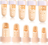 10 Pcs Mallet Finger Splint, 5 Sizes Finger Support Brace Stabilizer Straightener Plastic Fingertip Protectors Arthritis Knuckle Immobilization for Thumb Pinky Middle Index Ring(Beige)