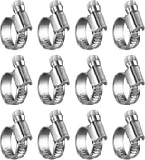 Non-Slip Worm Gear Hose Clamps#6, 1/2" to 3/4"(12-20mm) Adjustable Stainless Steel Screw Clamps for Automotive, Fuel Line, Garden, Heater, Radiator Tube Pipe, 12 Pack