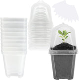 10PCS Clear Plant Nursery Pots with Humidity Dome - 3" Plastic Gardening Pot with Labels, Durable Plastic Plant Container for Seedlings/Vegetables/Succulents/Cuttings