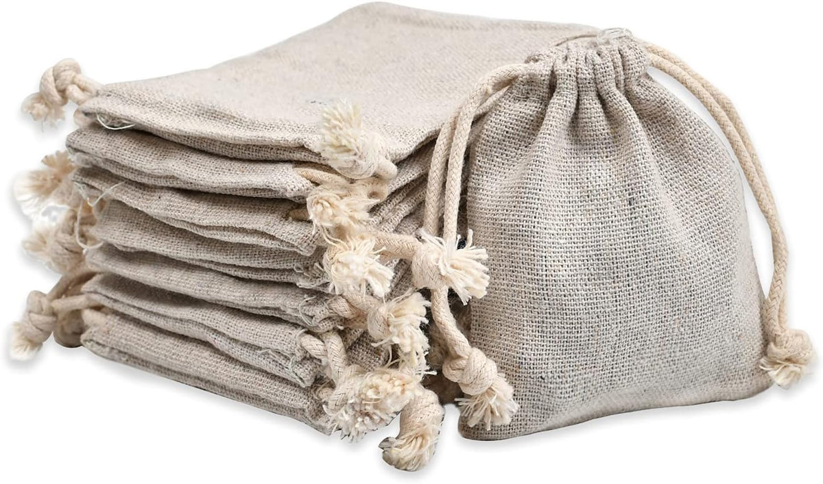 50pcs Double Canvas Drawstring Bag Cotton Pouch Gift Sachet Bags Muslin Reusable Tea Bag 2.75x4 Inch
