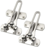 Home Security Door Lock, 2 Pack Latch Guard Clasp Front Door Locks for Kids, Home Reinforcement Lock for Swing-in Doors, Hotel Door Latches, Thicken Solid Aluminium Alloy, Satin Nickel