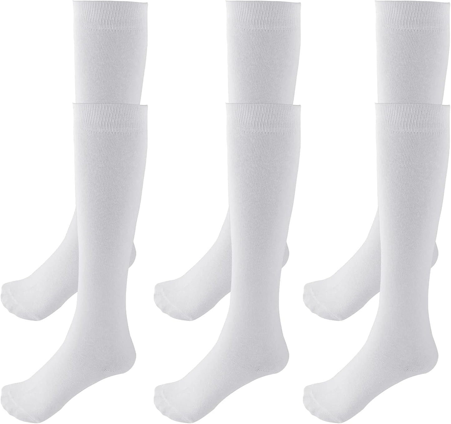 3 Pairs School Uniform Cotton Knee High Socks Athletic Sports Soccer Socks Tube Sock for Girls and Boys