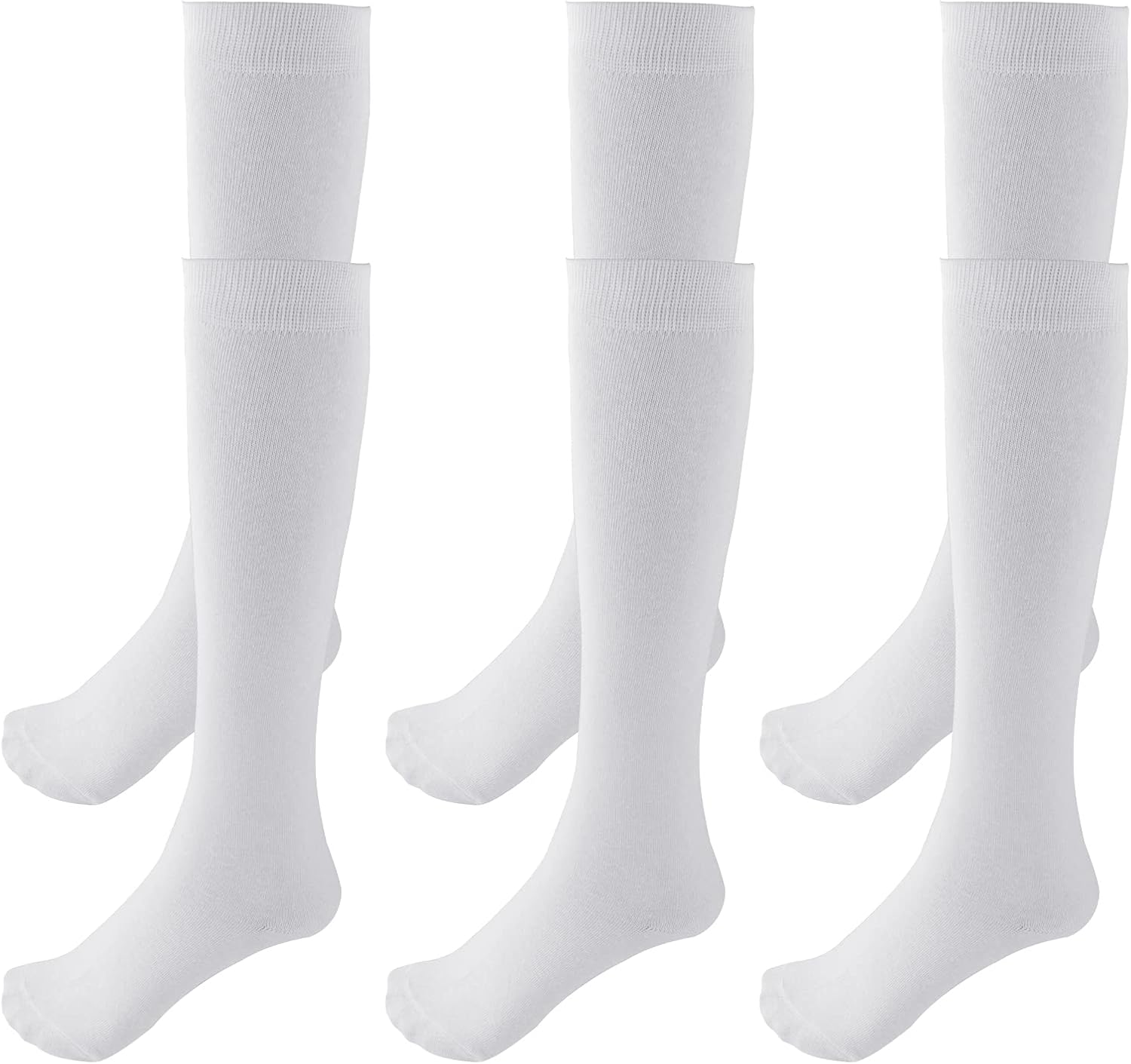 3 Pairs School Uniform Cotton Knee High Socks Athletic Sports Soccer Socks Tube Sock for Girls and Boys