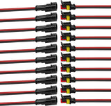 10Pcs Car Waterproof Electrical Connector, 2 Pin Connector, 16 AWG 2 Wire Waterproof Connector, Car Electrical Connectors for Automobiles, Trucks, Boats, Motorcycles and Other Electrical Connections