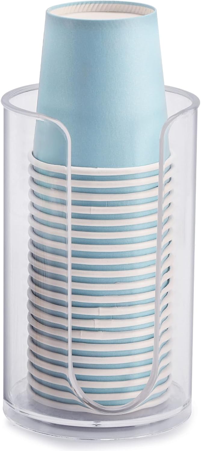 Bathroom Cup Dispenser, 3oz-5oz Small Disposable Paper Cups Holder for Bathroom Vanity Countertop's Rinsing/Mouthwash Cups, Clear