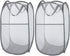 2 Pcs Popup Mesh Laundry Baskets, Collapsible and Portable Clothes Washing Laundry Hampers with Reinforced Carry Handles, Gray Clothes Hamper for Home, Travel, College Dorm