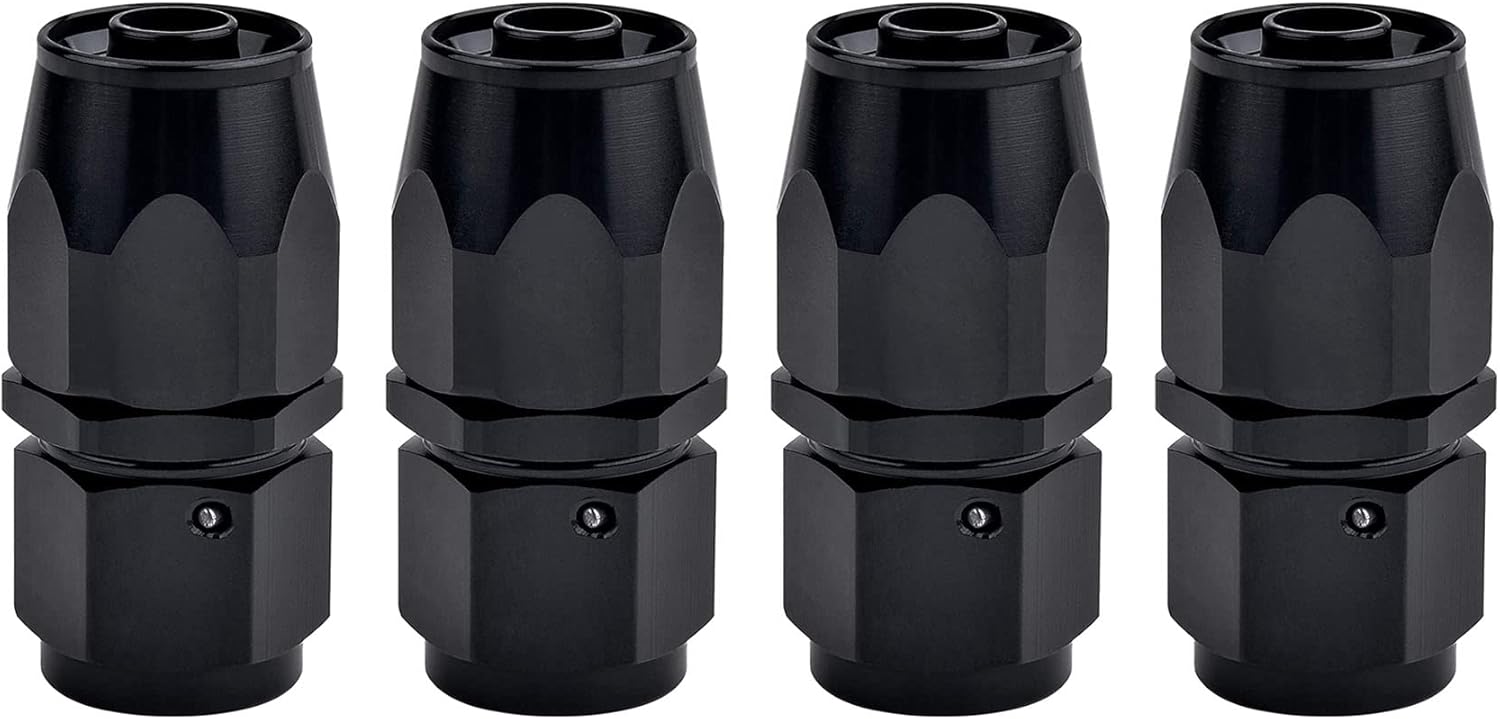 6AN Hose End Fitting Straight Swivel for CPE Braided Hose Black 4PCS