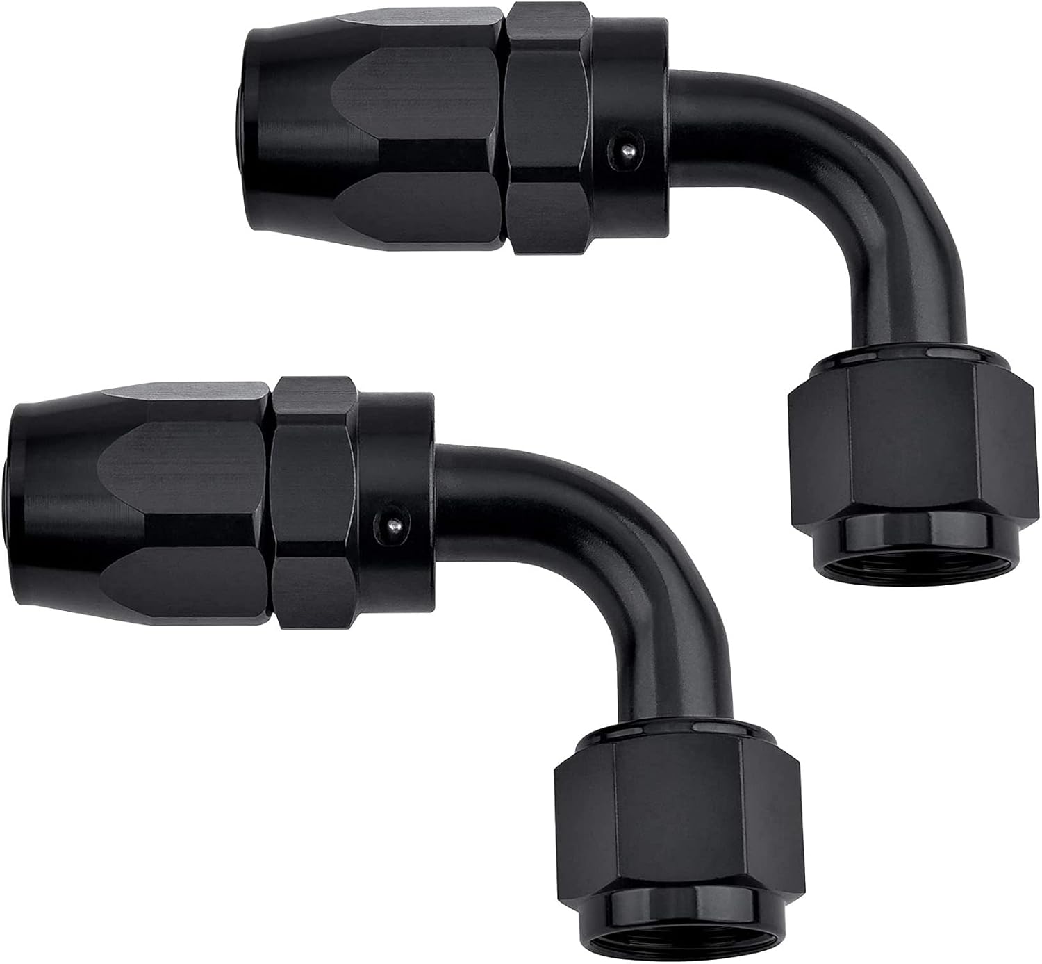6AN Hose End Fitting 90 Degree Swivel for CPE Braided Hose Black 2PCS