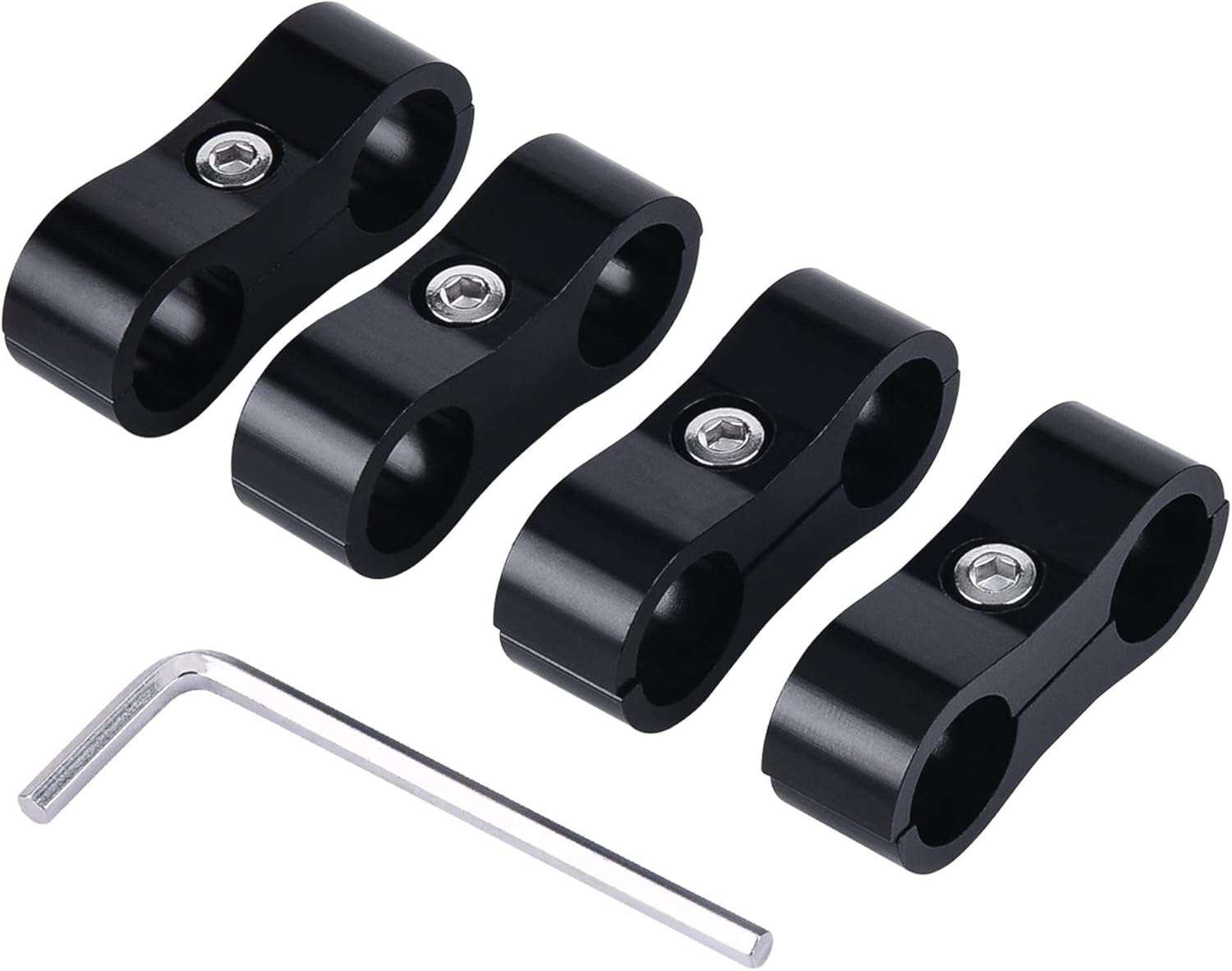 6AN Hose Separator Clamp, AN6 Fuel Line Mounting Clamp Aluminum Black 4PCS