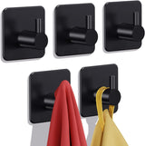 Adhesive Hooks Heavy Duty 22lb(Max) Towel Hooks for Shower, 5 Pack Self Adhesive Damage Free Wall Hooks, Stainless Steel for Coat Robe, Waterproof Oilproof Rustproof for Bathroom Kitchen Office