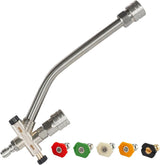 Foam Cannon Dual-Connector Accessory, Pressure Washer Double Tip Attachment for Soap Cannon with 5 Power Washer Sprayer Nozzles, 1/4" Quick Connect, 4000 PSI