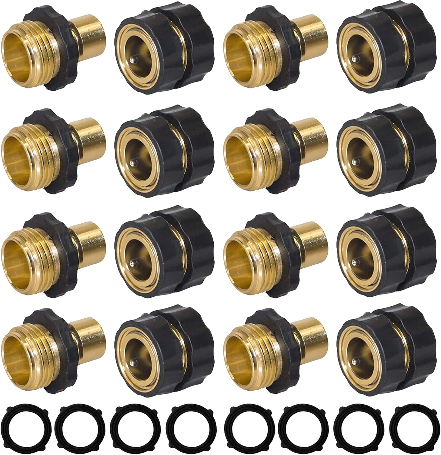 Garden Hose Quick Connect, 3/4 Inch Male and Female Garden Hose Fitting Quick Connector (8 Sets)
