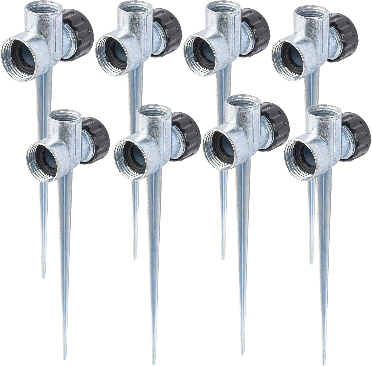 8 Pack 1/2 inch Zinc Alloy Lawn Sprinkler Spike Base, Water Flow Thru Sprinkler for Yard, Lawn, Garden and Grass Irrigation
