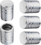 Tire Valve Stem Caps - (5 Pack) Metal Air Caps with Plastic Liner, Corrosion Resistant, Leak-Proof, Universal Stem Covers for Cars Trucks Motorcycles and Bikes - Silver