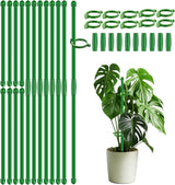20Pcs Plant Support Stakes 17 inch  Garden Orchid Sticks Extended to 3ft 4ft 5ft Plant Poles with Clips for Indoor Outdoor Potted Tomato Rose Amaryllis Vegetables Comes with 20 Ties