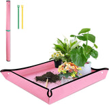 Repotting Mat for Indoor Plant Transplanting 29.5"x 29.5" Pink Garden Mat for Plant Lovers Oxford Fabric Portable Potting Tray for Gardening Mess Control
