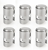 Pack of 6 Stainless Steel Champagne Stoppers, Prosecco, Sparkling Wine Bottle Stopper, Cork