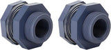 2 Pieces 3/4 Inch PVC Bulkhead Fitting for Water Barrel, Water Tank, Rain Barrels,NPT3/4 female thread(1 inch I.D.) PVC