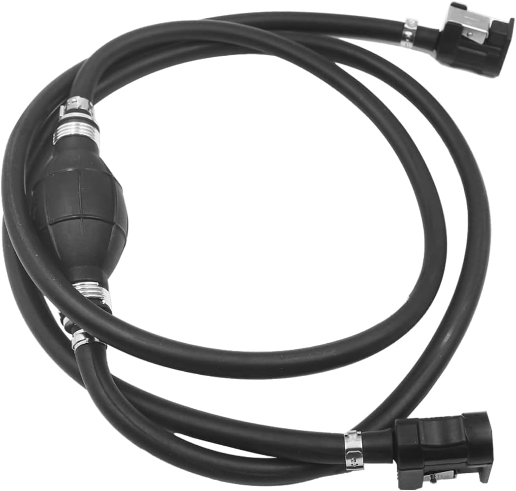 3/8" 6.56FT Car Fuel Line Assembly Kit, Auto Steel Fuel Line Hose Clamps Primer Bulb, Compatible with Marine Outboard RVs Tractors Caravans Boats Motors Vehicles and More