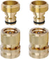 Brass Hose Quick Connect, 3/4 Inch GHT Thread Garden Hose Quick Connector No-Leak Water Hose Quick Connect Fittings Male and Female - 2Packs
