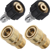 Pressure Washer Adapter Set, Quick Connect Kit, Metric M22 15mm Female to M22 Male Fitting, 5000 PSI, 4 Pcs