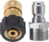 Pressure Washer Adapter, 3/8 Inch Quick Connect Kit, M22 14mm to M22 Metric Fitting, 5000 PSI