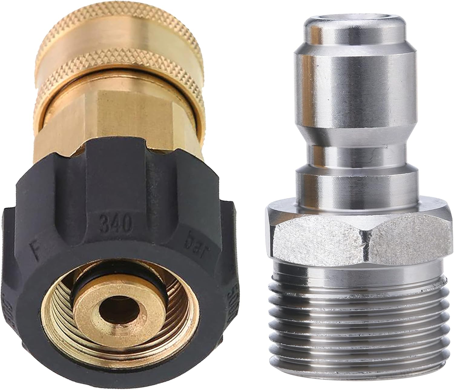Pressure Washer Adapter, 3/8 Inch Quick Connect Kit, M22 14mm to M22 Metric Fitting, 5000 PSI