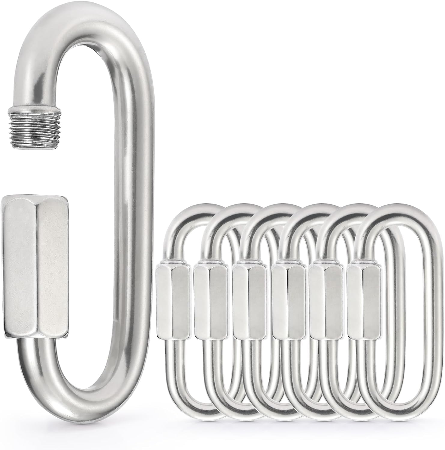Stainless Steel Chain Quick Links - 304 Stainless Stee Chain Connector, Screw Carabiner, Chain Hooks, Set of 6