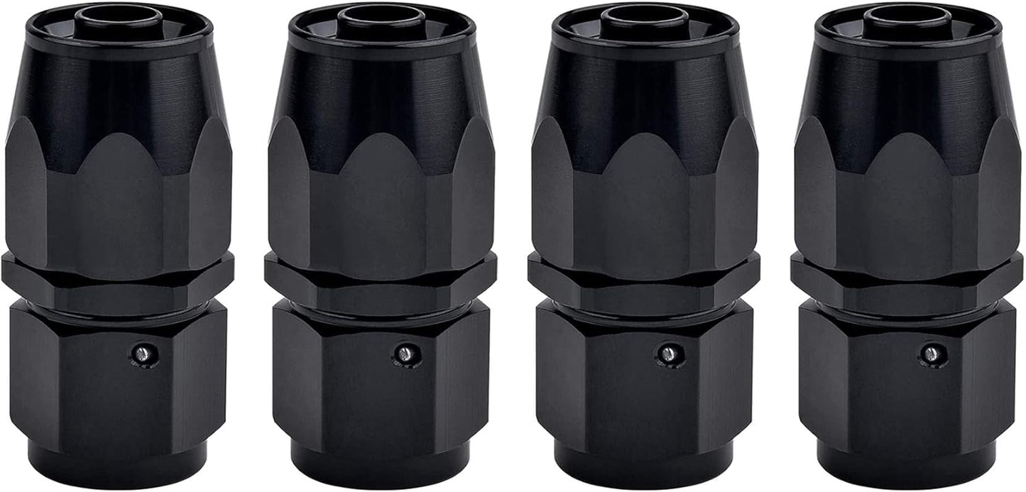 6AN Hose End Fitting Straight Swivel for CPE Braided Hose Black 4PCS
