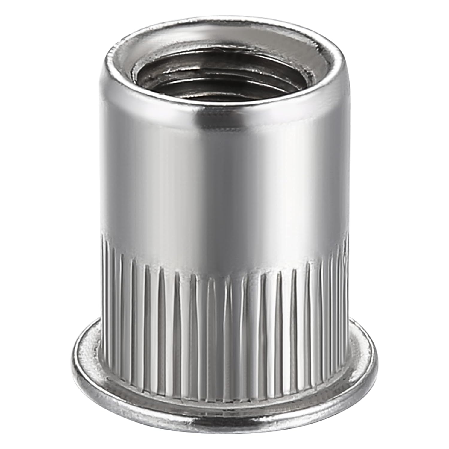 Rivet Nut 1/4"-20UNC 100Pcs Stainless Steel 304 Finish Flat Head Rivnut Threaded Insert Nut Knurled Body