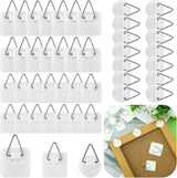 45 Pcs Adhesive Picture Hanger Foamboard Picture Hanging Hooks Without Nails Plastic Sticky Photo Hooks for Home Wall Art Photo Frame Bathroom Closet (Round,Square)