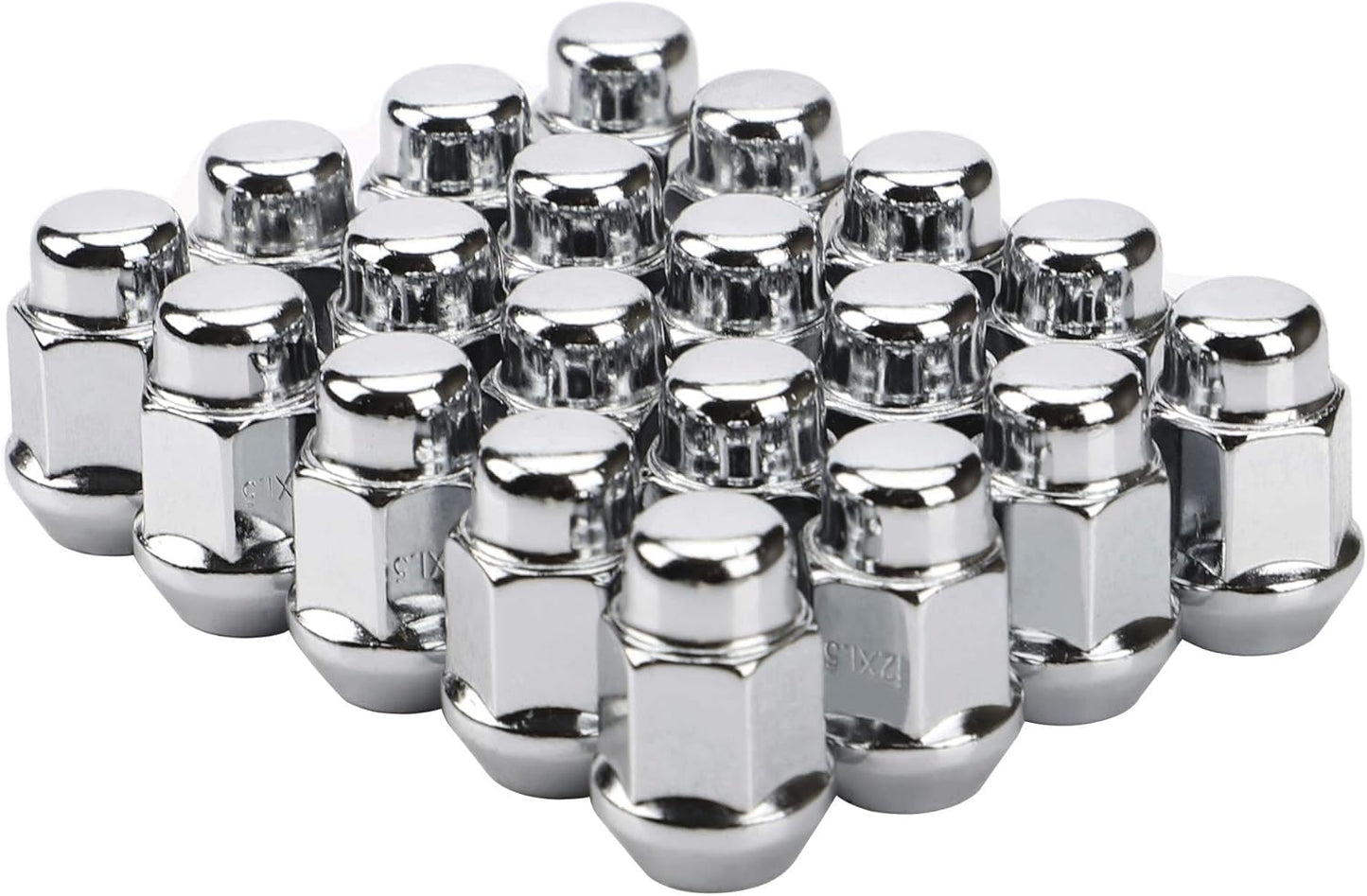 12x1.5 Wheel Lug Nuts, 20PCS Chrome 12mmx1.5 Closed End Bulge Acorn Lug Nut, Cone Seat, 19mm Hex Aftermarket Wheels