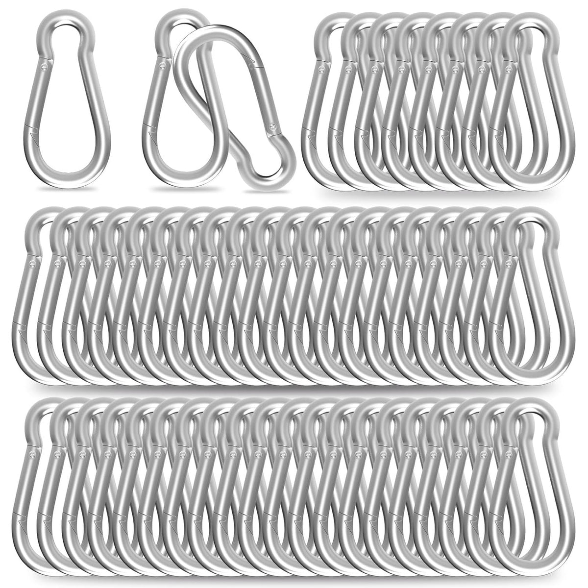 Carabiner, Heavy Duty Galvanized Steel Spring Snap Hook Carabiner Clips with 220LBS Holding Capacity, Ideal for Outdoor, Hammock, Swing and Travel (M5 2Inch, 50PCS)