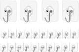 Adhesive Hooks Kitchen Wall Hooks - 24 Packs Heavy Duty 24lb(Max) Nail Free Transparent,Waterproof,Sticky Stainless Hangers for Keys,Bathroom, Shower, Outdoor, Kitchen,Door,Home Improvement,Utility