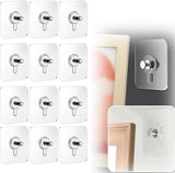Drill Free Adhesive Hooks,Upgraded Picture Hangers Without Nails,Adhesive Wall Mount Screw Hooks for Hanging,Nail Free Wall Hangers for Kitchen, Bathroom (12 PCS, 2.36 * 2.36 inch)