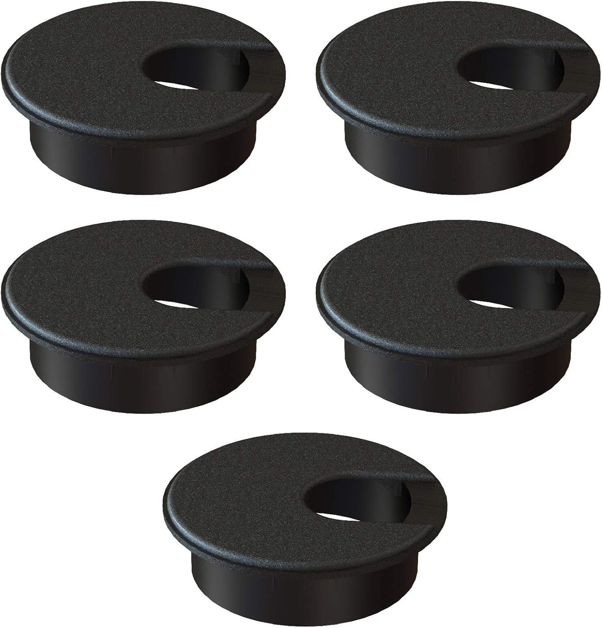 Desk Grommet 2 Inch (50 mm) Pack of 5-Black ABS Plastic Cable Hole Cover to Arrange Wires & Cords Through Computer Table/Countertops