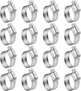 Stainless Steel Hose Clamps - 16 Pack Worm Gear Drive Hose Clamps SAE 16 Clamping Range 3/4 Inch to 1-1/2 Inch (19mm-38mm) for Automotive Plumbing, 3/4'', 1'', 1 1/4'' Clamps
