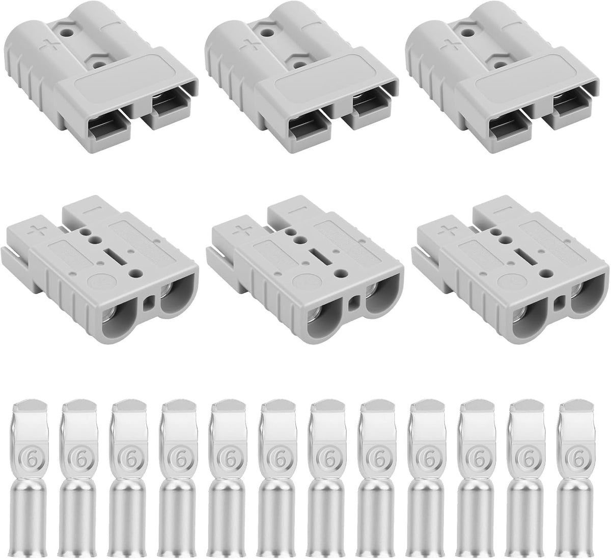 50A-600V Battery Quick Connect/Disconnect with 7/8/10/12 AWG, 6PCS Jumper Cable Plug Connector, Compatible with Anderson Connector for Rescue Winch, Motor Recovery