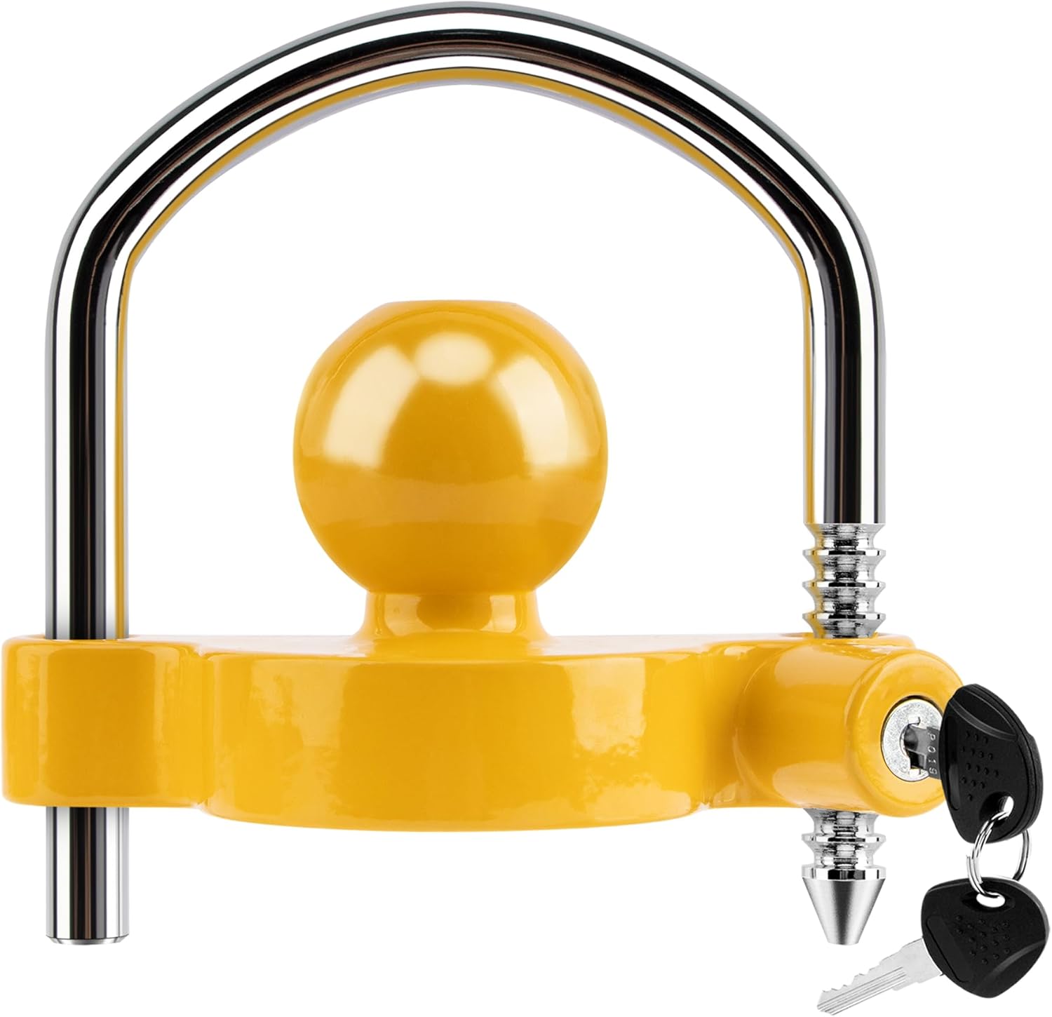 Trailer Coupler Lock Universal Adjustable Heavy-Duty Steel Trailer Hitch Lock, Anti Theft Trailer Ball Lock Towing Lock for Towing Trailer Security Fits 1-7/8",2”, 2-5/16" Coupler Yellow