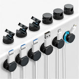 12 Pack 360° Rotatable Spring Cable Clips[1s Lock], Adhesive Cord Holder for Nightstand, Phone Charger Cord Holder for Desk Home Office Car Game Station
