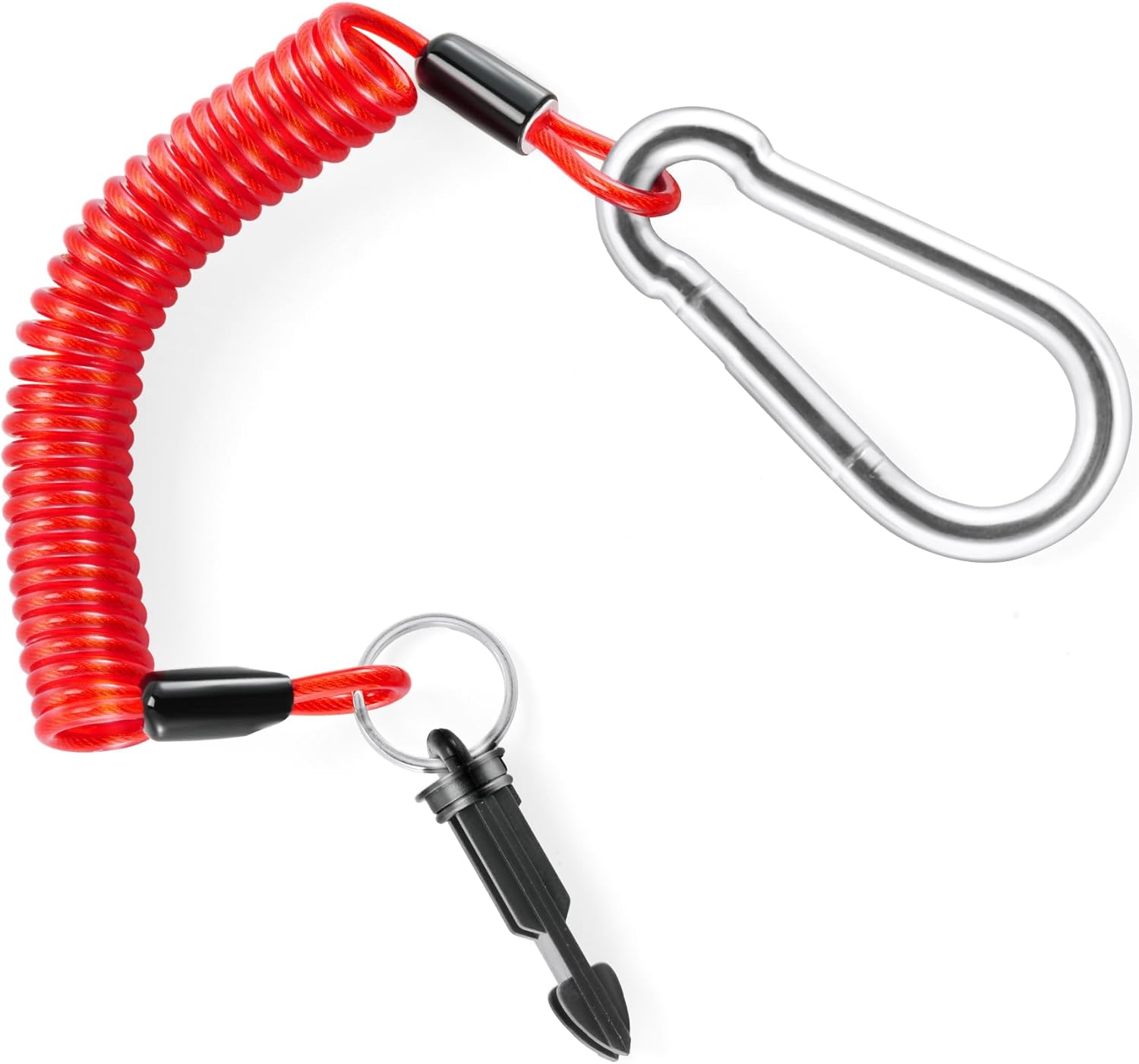 6FT Breakaway Trailer Cable,Heavy Duty Stainless Steel Spring Towing Coiled Wire,Emergency Brake Wire Camper Safety Breakaway Cable with Pin,RV Trailer Accessories