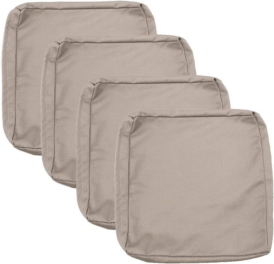 Patio Cushion Covers 24x24 Waterproof Outdoor Cushion Covers for Patio Furniture 4Pack Patio Cushion Slicovers Replacement Outdoor Seat Cushion Slip Cover for Wicker Chair, Tan