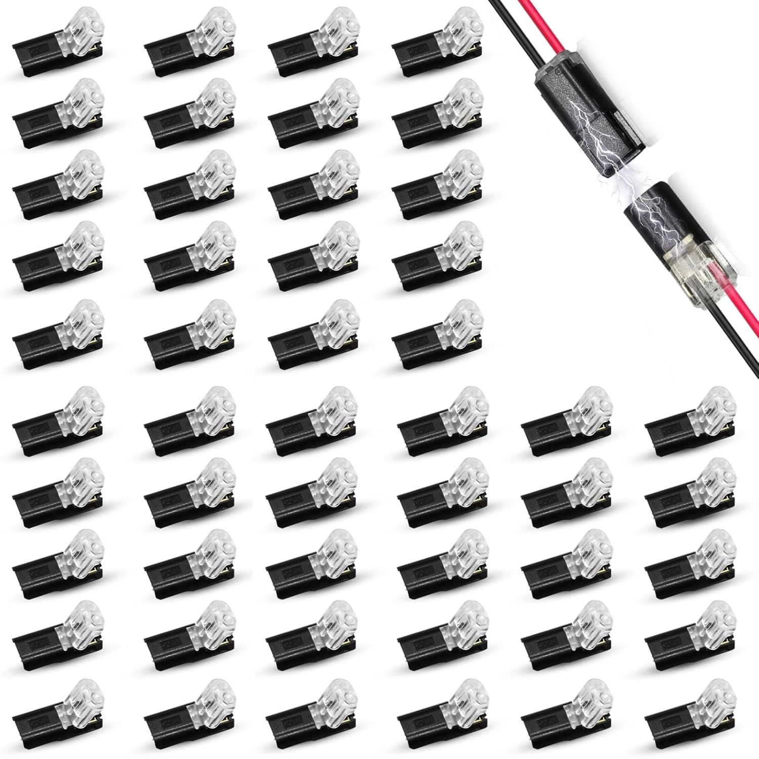 50 Pack Wire Connectors, Low Voltage 2 Pin Quick Splice Wire Connectors, Solderless Wire Splice Connector for 12V Landscape Lighting, LED Light Strips, and Home Wiring Projects