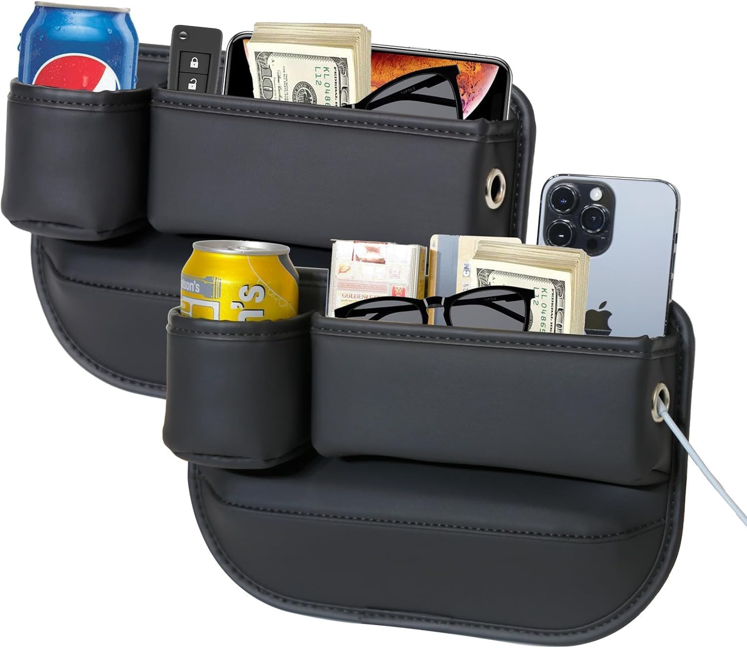 Anti-Drop Car Seat Gap Filler Organizer, Premium Leather Console Organizer, Easy Access to Phone/Keys, Universal Fit for Car SUV Truck Multi-Purpose Essentials Organizer(2PC)